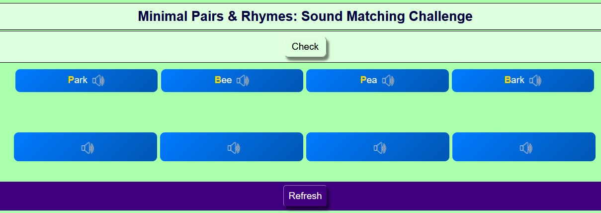 MinPairs Rhymes Matching